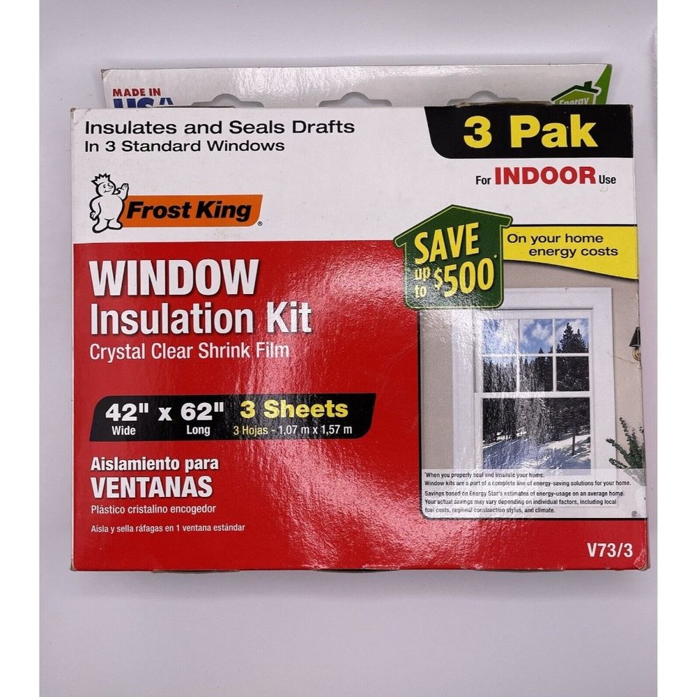 FROST KING WINDOW INSULATION KIT, INDOOR USE, 3 PACK - 42" x 62" STANDARD #V73/3